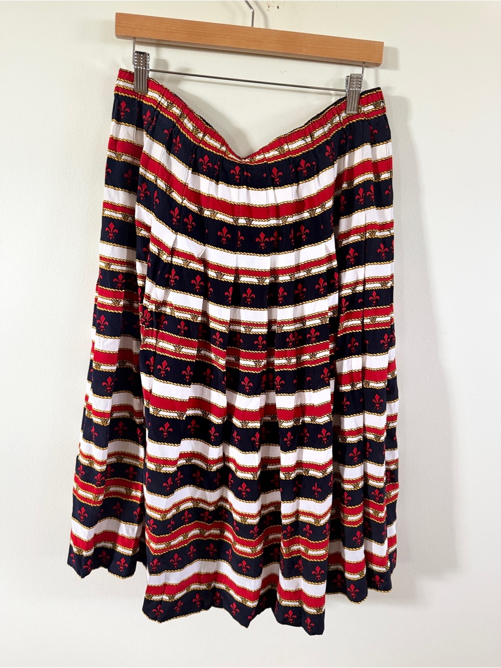 Marisa Christina Navy, White & Red Striped Full Skirt with Gold Trim 2x